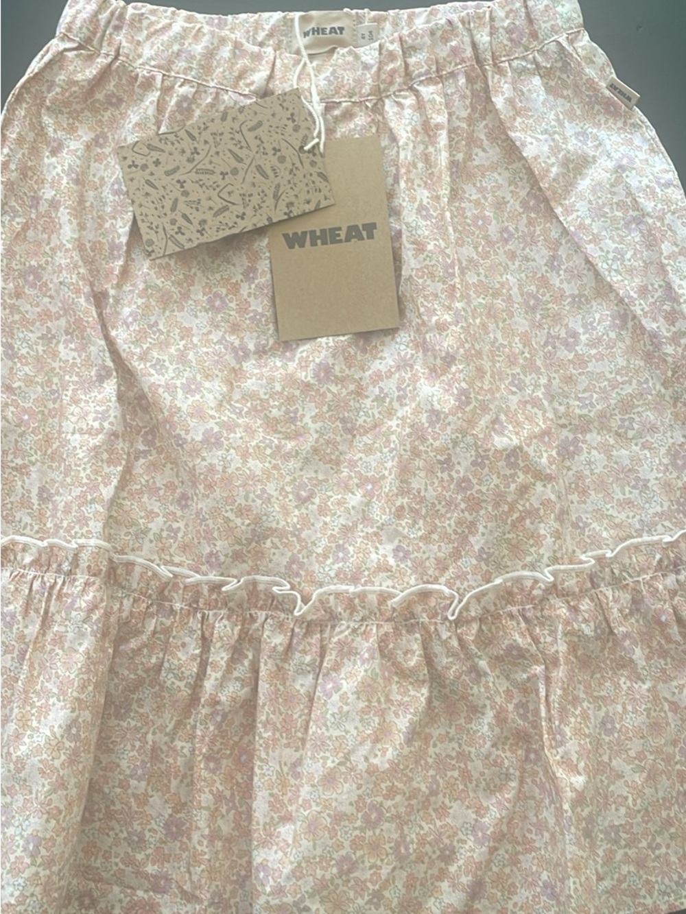 Wheat Girls Pink Floral Tiered Skirt